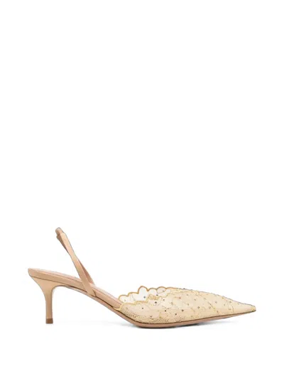Gedebe 60mm Crystal-embellished Lace Slingback Pumps In Multi