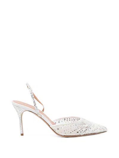 Gedebe 85mm Crystal-embellished Mesh Pumps In White