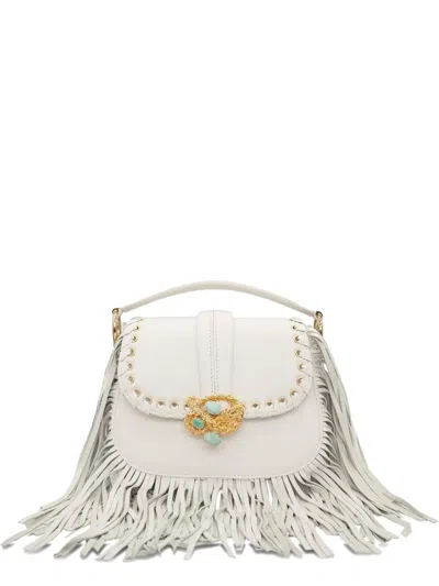 Gedebe Alice Fringed Tote Bag In White