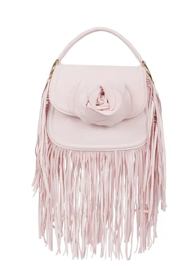 Gedebe Alice Fringe-trim Floral-appliqué Tote Bag In Pink