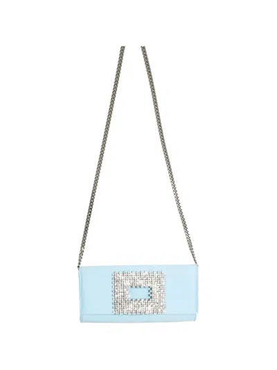 Gedebe Bella Crystal-buckle Shoulder Bag In Blue
