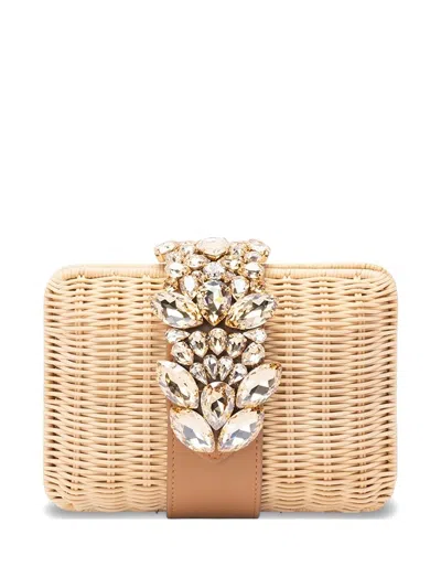 Gedebe Capri Crystal-embellished Clutch Bag In Brown
