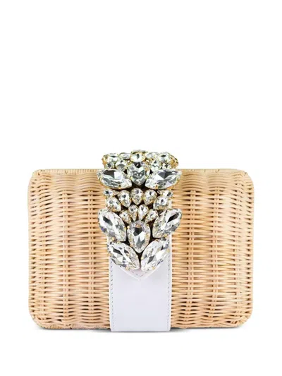 Gedebe Capri Cryatsl-embellished Clutch Bag In Neutral