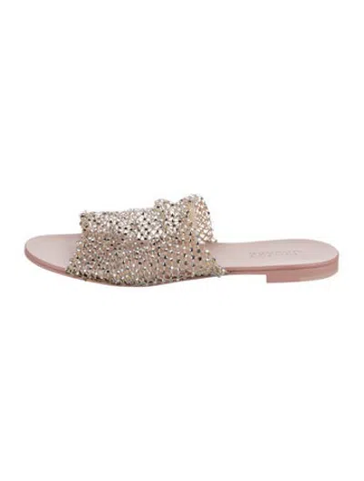 Pre-owned Gedebe Crystal Patterned Slides In Pink