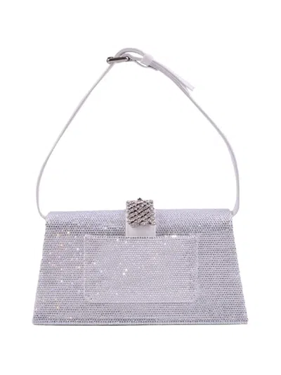 Gedebe Crystal-embellished Buckle-detail Shoulder Bag In White