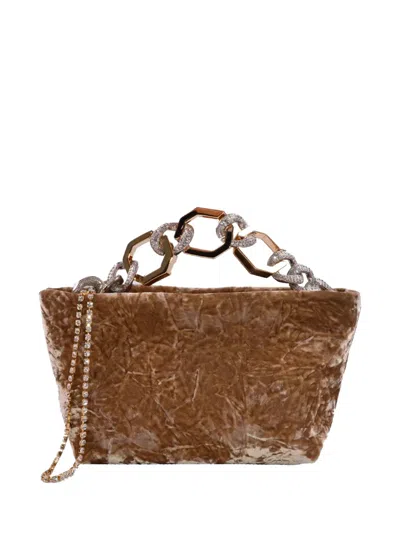 Gedebe Crystal-embellished Chain-handle Tote Bag In Brown