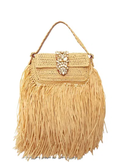 Gedebe Habibi Crystal-embellished Fringe Tote Bag In Neutral