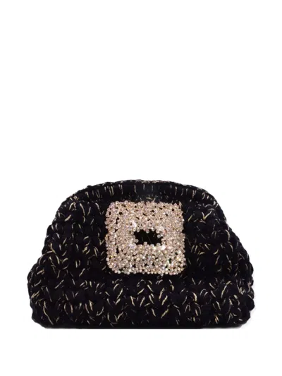 Gedebe Jewel-buckle Clutch Bag In Black