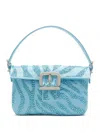 Gedebe Mini Habibi Crystal-embellished Buckle Tote Bag In Blue