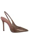 Gedebe Pointed-toe Slingback Heels With Rhinestone Detailing In Brown