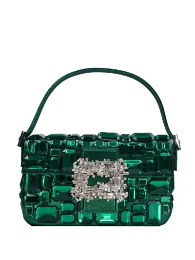 Gedebe Stone-embellished Buckle Tote Bag In Green