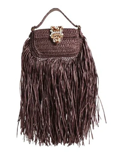 Gedebe Woman Handbag Dark Brown Size - Natural Raffia