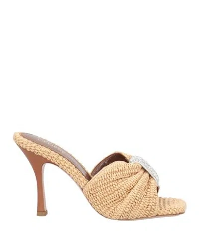 Gedebe Woman Sandals Beige Size 8 Natural Raffia In Brown