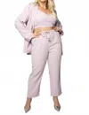 Geegee 3 Piece Woven Pants Suit - Plus In Light Violet In Multi