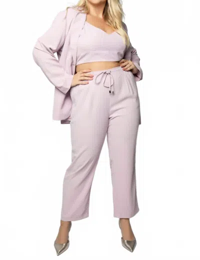 Geegee 3 Piece Woven Pants Suit - Plus In Light Violet In Pink