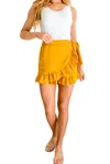 Geegee Center Stage Ruffle Hem Skort In Yellow In Yellow