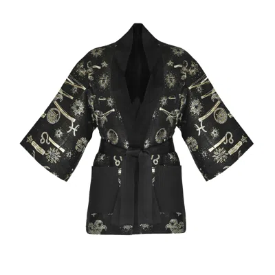 Geegee Collection Women's Gold / Black Zodiac Kimono Black