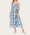 Geegee Floral Print Midi Sundress In Blue In Blue