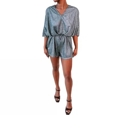 Geegee Glitter V-neck Romper In Silver