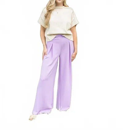 Geegee High Rise Ruffle Waist Pants In Violet In Purple