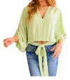 Geegee Hit Me Up Tie Detail Top In Mint Green In Green