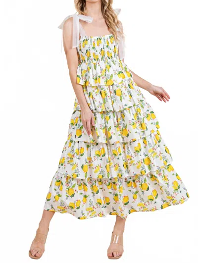 Geegee Lemoncello Maxi Sundress In Ivory Multi