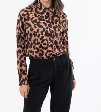 Geegee Satin Pride Blouse In Leopard Print In Animal Print