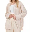 Geegee Sequin Oversized Button Up Blouse In Cream In Neutral