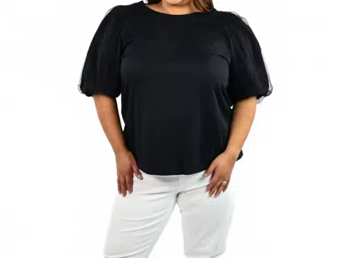 Geegee Shirt With Sheer Sleeve - Plus In Black