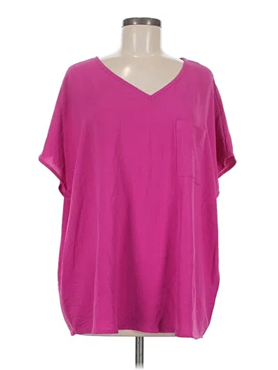Pre-owned Geegee Short Sleeve Top Pink V Neck Tops