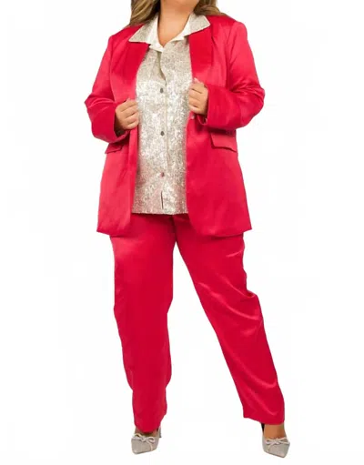 Geegee Two Piece Set Jacket And Pants - Plus In Fushcia In Red