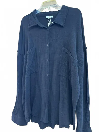 Geegee Women's Gauze Button Down Top In Black