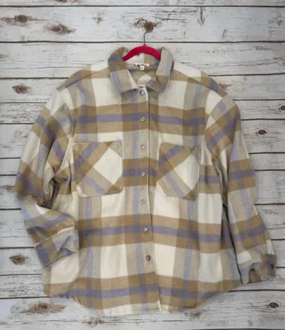 Geegee Women's Plaid Shacket In Lavender/ Tan In Multi