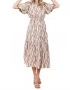 Geegee Zebra Print Tiered Midi Dress In Multi In Gold