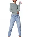 Geel Domo Ribbed Viscose-crepe Sweater Top In Fog In Gray
