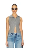 Geel Double Zip Vest In Heather Grey