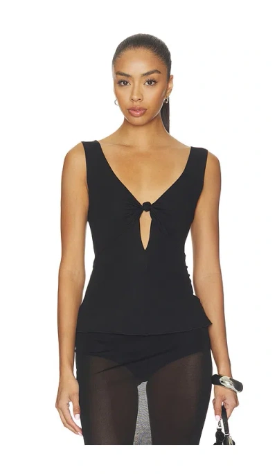 Geel Roman Top In Black