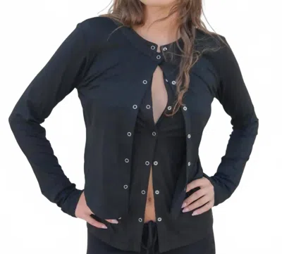 Geel Snap Layered Cardigan In Black