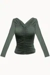 Geel Verse Stretch-modal Jersey Ruched Top In Forest In Green
