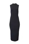 Geel Willow Ribbed Jersey Open-back Sleeveless Turtleneck Dress In Gloom In Black