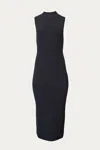 Geel Willow Ribbed Jersey Open-back Sleeveless Turtleneck Dress In Gloom In Black