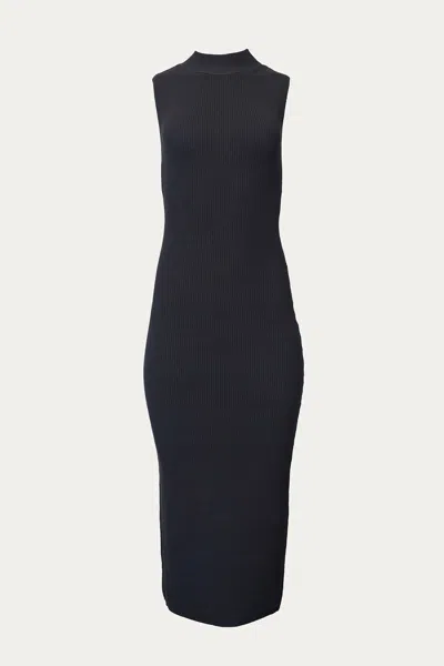Geel Willow Ribbed Jersey Open-back Sleeveless Turtleneck Dress In Gloom In Black