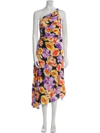 Pre-owned Geisha Designs Floral Print Long Dress In Orange