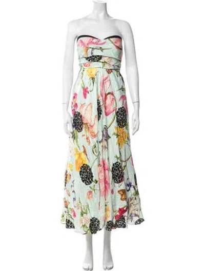 Pre-owned Geisha Designs Floral Print Long Dress W/ Tags In Green
