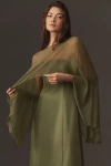 Geisha Designs High-low Sheer Cape In Green