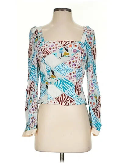 Pre-owned Geisha Designs Long Sleeve Blouse In Blue