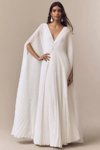 Geisha Designs Pleated Cape V-neck Maxi Dress