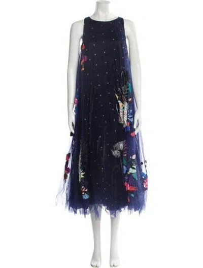 Pre-owned Geisha Designs Printed Long Dress In Blue