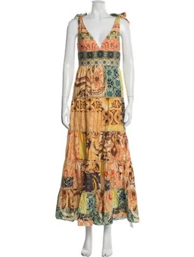 Pre-owned Geisha Designs Printed Long Dress In Multicolor