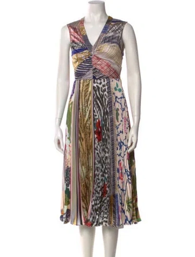Pre-owned Geisha Designs Printed Midi Length Dress In Neutral